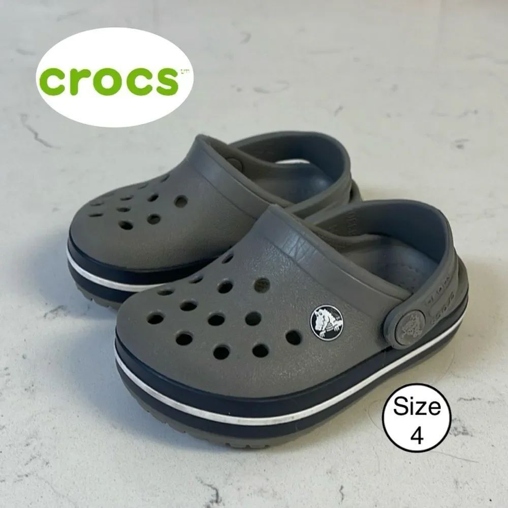 Crocs Unisex Kids Crocband Clog Size 4 Grey & Navy Blue